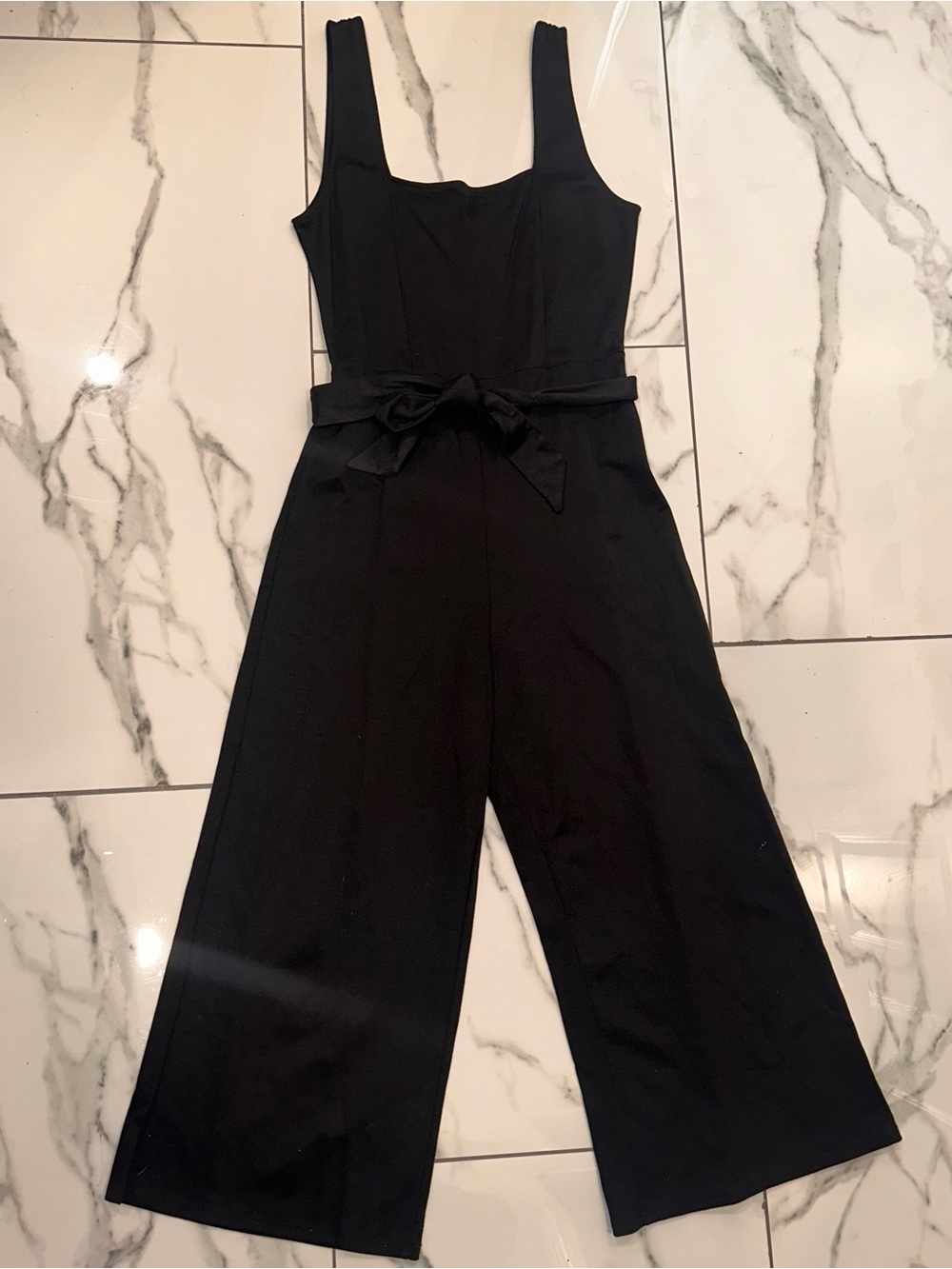 Rolla Coster Black Square-Neck Wide Leg Jumpsuit with Waist Tie